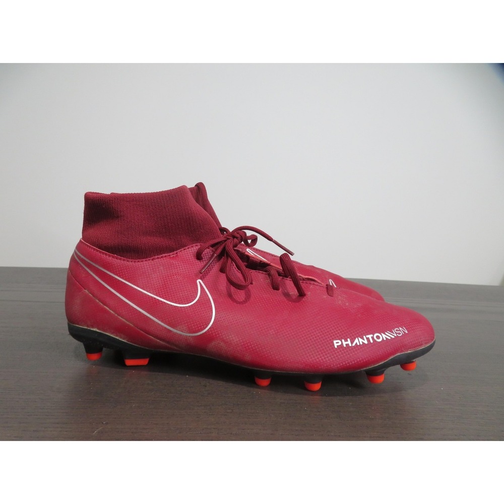 Nike Phantom VSN Soccer Cleats Mens Size 10.5 Red Shoes FG AJ6959-606 Lace Up